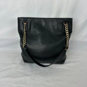 Michael Kors Bllack Pebbled Leather Messenger Bucket Handbag